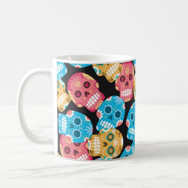 Caneca De Café Fundo sem descontinuidades do crânio do açúcar (Esquerda)