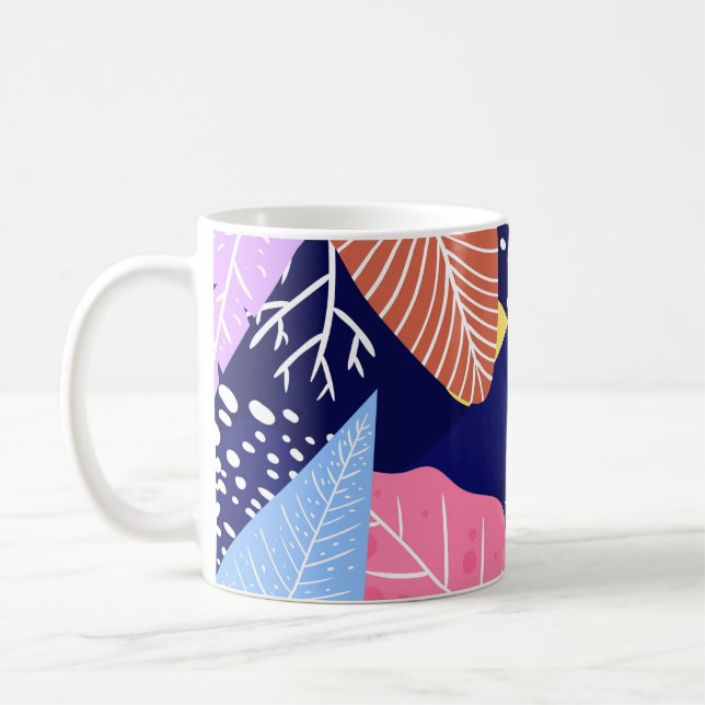 Caneca De Café Fundo tropical com plantas da selva. Palma (Esquerda)