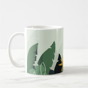 Caneca De Café Fundo tropical com plantas da selva. Palma