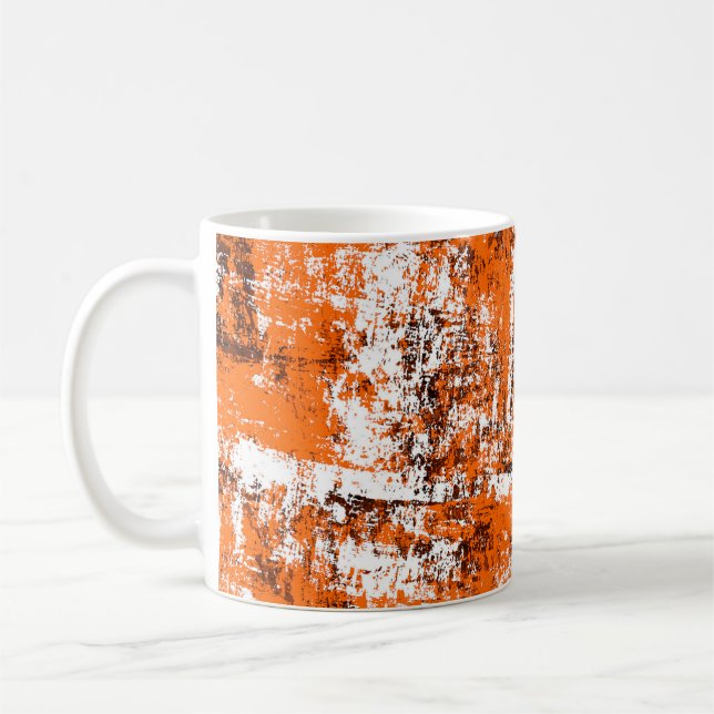 Caneca De Café Fundo verde castanho escuro. Cor de laranja branco (Esquerda)