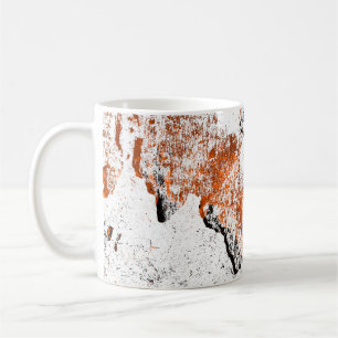 Caneca De Café Fundo verde castanho escuro. Cor de laranja branco