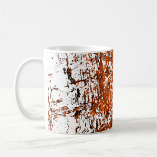Caneca De Café Fundo verde castanho escuro. Cor de laranja branco
