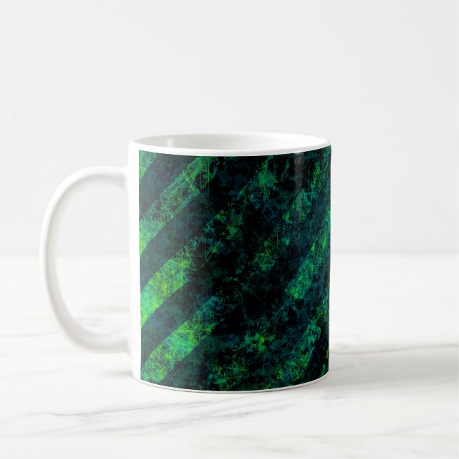 Caneca De Café Fundo verde-preto-azul com borrão, verde, com borr (Esquerda)