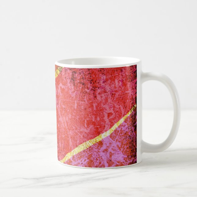 Caneca De Café Fundo vermelho arranhado com faixas amarelas (Direita)