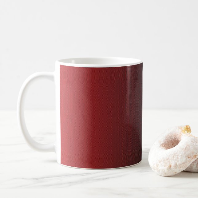 Caneca De Café fundo vermelho e branco com pequenos pontos branco (Com Donut)