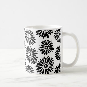 Caneca De Café Funky Black e white floral