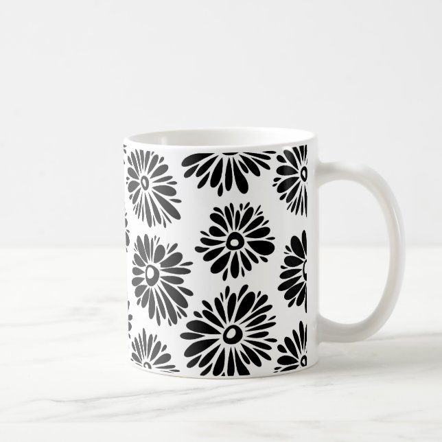 Caneca De Café Funky Black e white floral (Direita)
