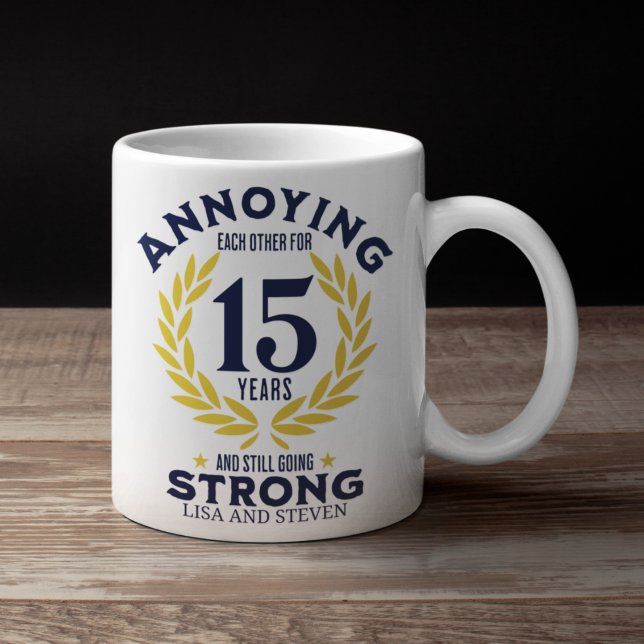 Caneca De Café Funny 15th Anniversary for couples (Criador carregado)
