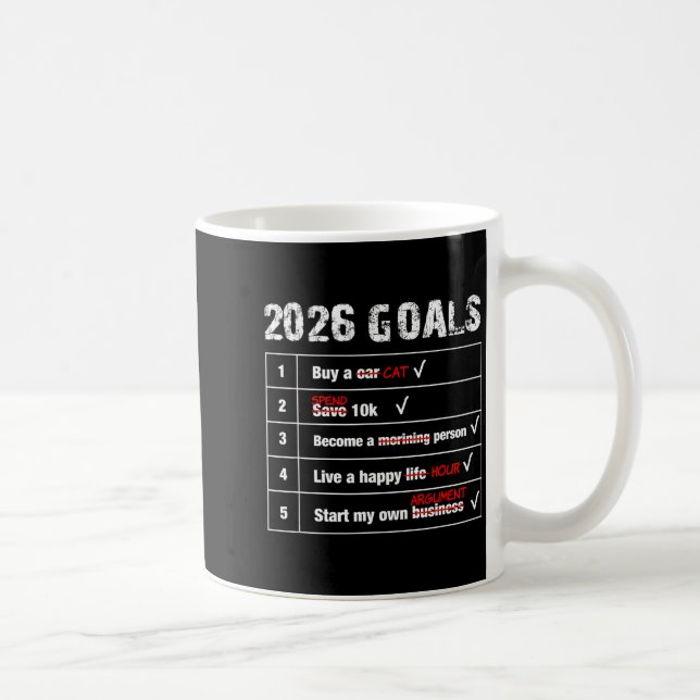 Caneca De Café Funny 2026 Goals Hilarious New Year Sarcastic  (Direita)