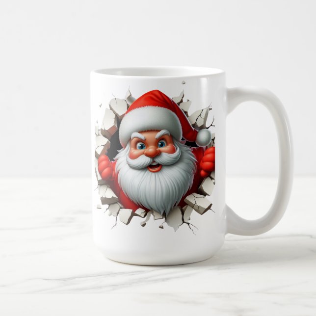 Caneca De Café Funny 3D Santa Claus Christmas Holiday Design (Direita)