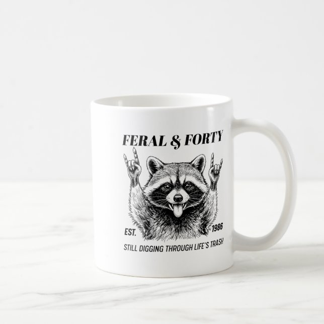 Caneca De Café Funny 40th Birthday Est 1986 Feral &amp; Forty Rac (Direita)