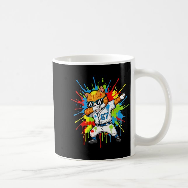 Caneca De Café Funny 67 Baseball Dabbing Cat 6 7 Dripng Ice Cream (Direita)