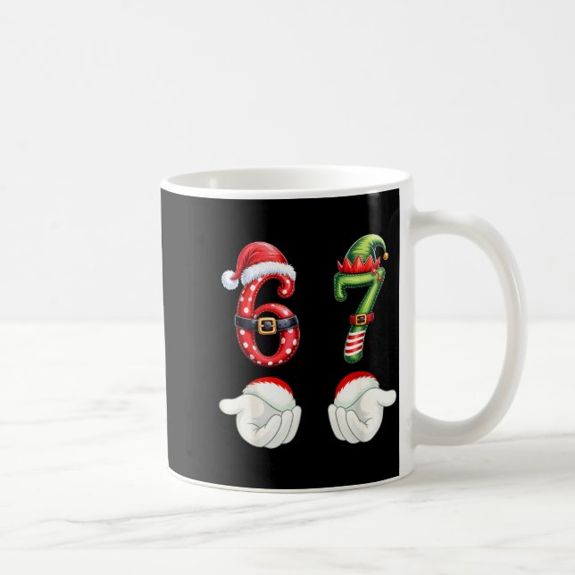 Caneca De Café Funny 67 Christmas Pajamas Six Seven Meme 6 7 Elf  (Direita)