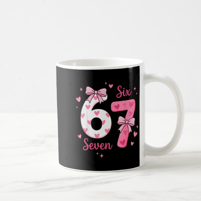Caneca De Café Funny 67 Cute Six Seven Meme Nk Hearts Bow Valenti (Direita)