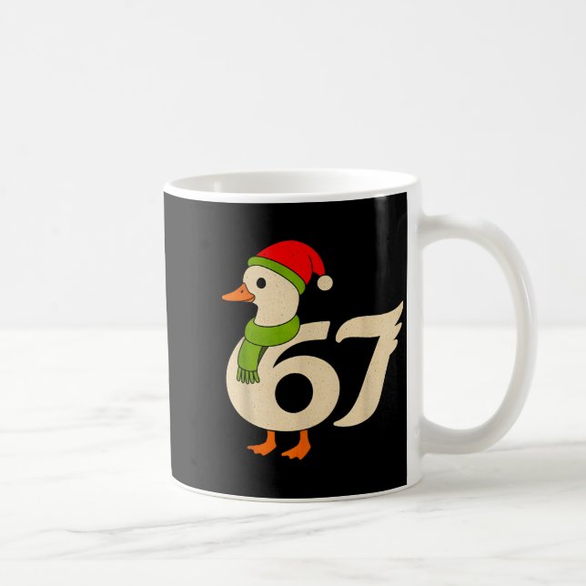 Caneca De Café Funny 67 Goose Christmas 6 7 Meme Duck Santa Hat F (Direita)