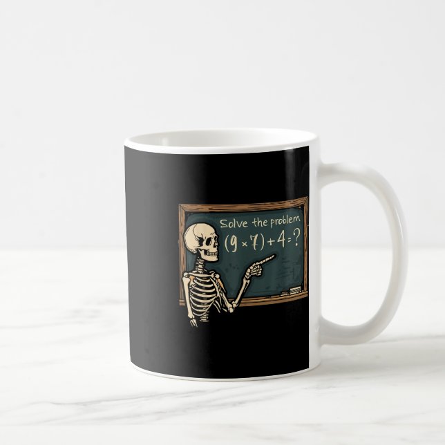 Caneca De Café Funny 67 Meme Brainrot Joke Halloween Skeleton Mat (Direita)
