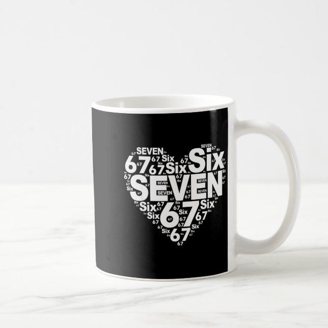 Caneca De Café Funny 67 Meme Six Seven Heart Matching Couples Val (Direita)