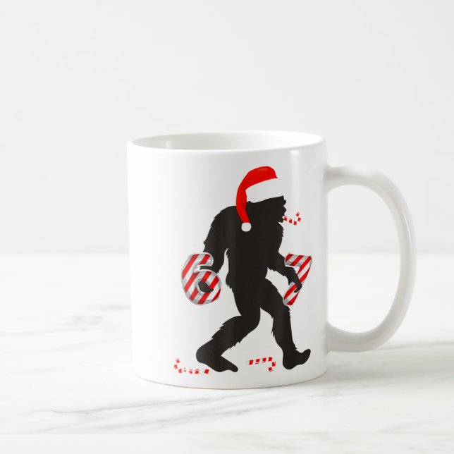 Caneca De Café Funny 67 Meme With Bigfoot And Candy Canes Christm (Direita)