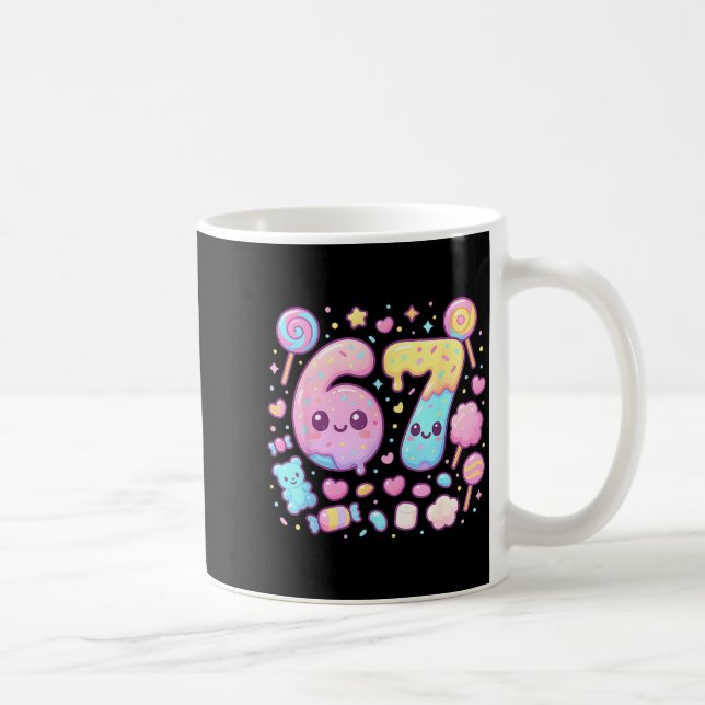 Caneca De Café Funny 67 Six Seven Candy 6 7 Meme Gen Alpha Kawaii (Direita)