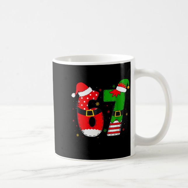 Caneca De Café Funny 67 Six Seven Meme 6 7 Christmas Elf Santa Pa (Direita)