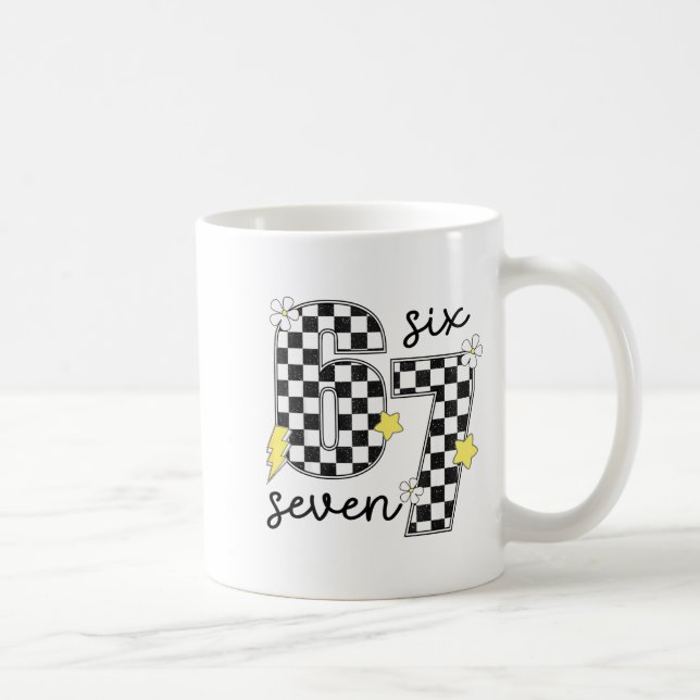 Caneca De Café Funny 67 Six Seven Meme Slang 6-7 Checkered Number (Direita)