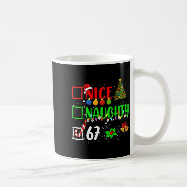 Caneca De Café Funny 6-7 Meme Nice Naughty 67 Christmas Brain Rot (Direita)