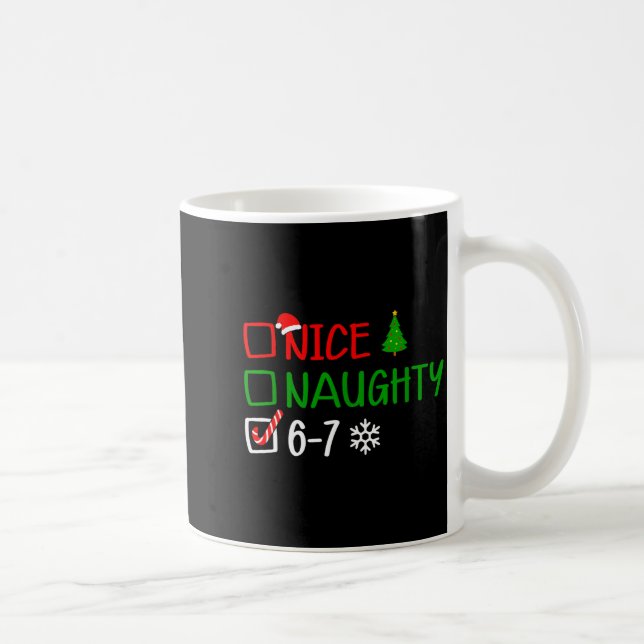 Caneca De Café Funny 6-7 Meme Nice Naughty Christmas Brain Rot Gr (Direita)