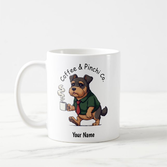 Caneca De Café Funny  Affenpinscher Dog Business Suit Coffee  (Esquerda)