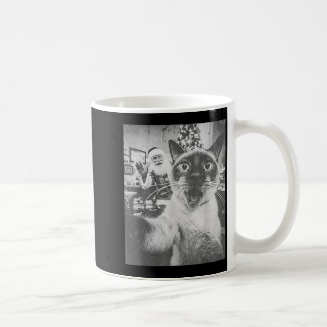 Caneca De Café Funny Ai Siamese Cat Selfie With Santa Claus Chris (Direita)