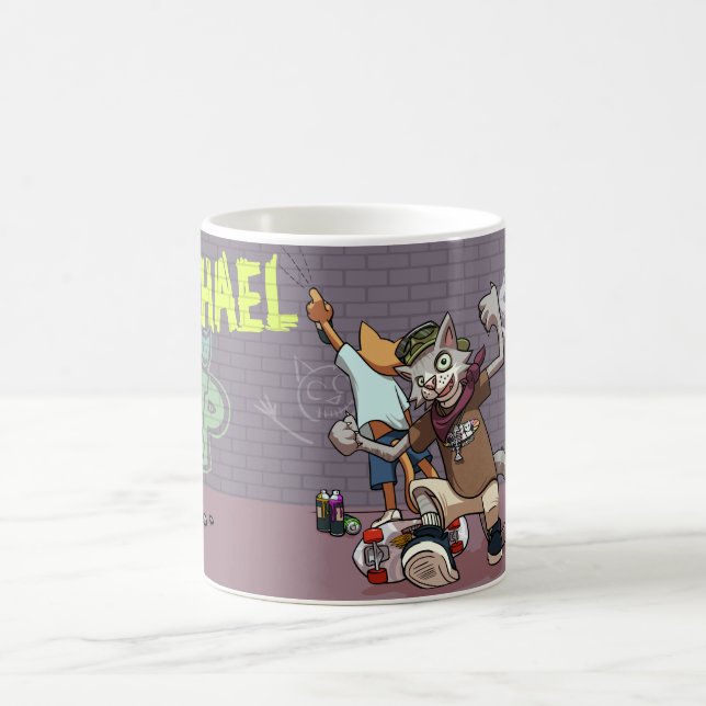 Caneca De Café Funny Alley Cats Add The Name Skateboard Graffiti (Centro)