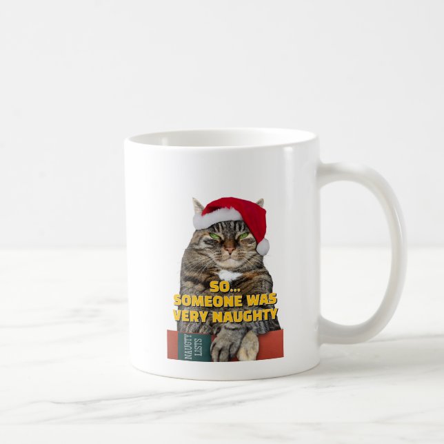 Caneca De Café Funny angry cat Christmas  (Direita)