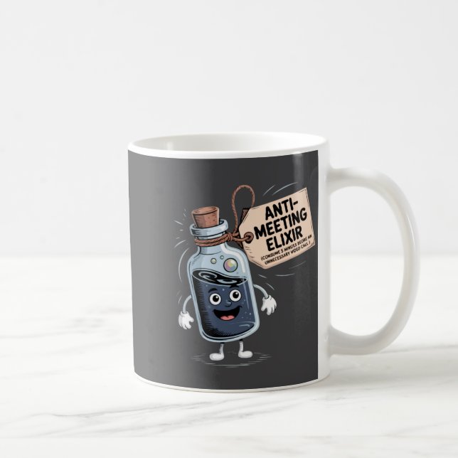 Caneca De Café Funny Anti Meeting Elixir Retro Cartoon Office H  (Direita)