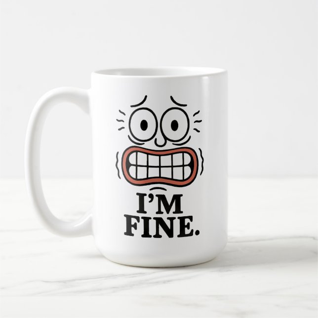 Caneca De Café Funny Anxious Face I'm Fine Sarcastic Quote (Esquerda)