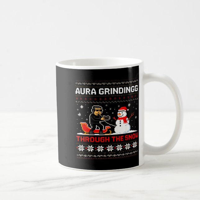 Caneca De Café Funny Aura Grinding Christmas Meme Winter Gamer  (Direita)
