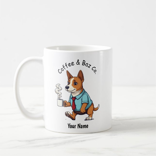 Caneca De Café Funny Basenji Dog Business Suit Coffee  (Esquerda)