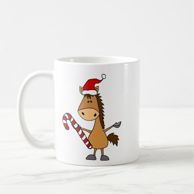 Caneca De Café Funny Bay Horse in Santa Hat Christmas (Esquerda)