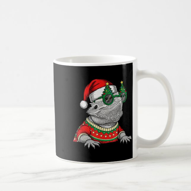 Caneca De Café Funny Bearded Dragon Santa Hat Christmas  (Direita)