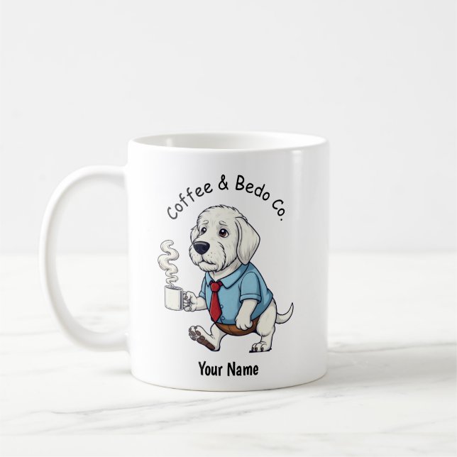 Caneca De Café Funny Bedlington Terrier Dog Business Suit Coffee  (Esquerda)