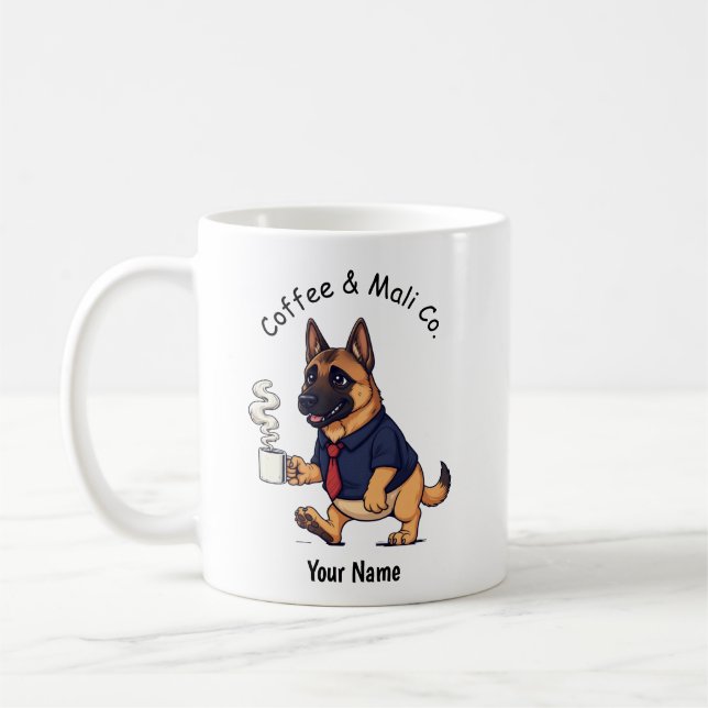 Caneca De Café Funny  Belgian Malinois dog Business Suit Coffee (Esquerda)