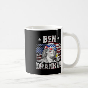 Caneca De Café Funny Ben Drankin 4 De Julho Dos Eua Bandeira Home