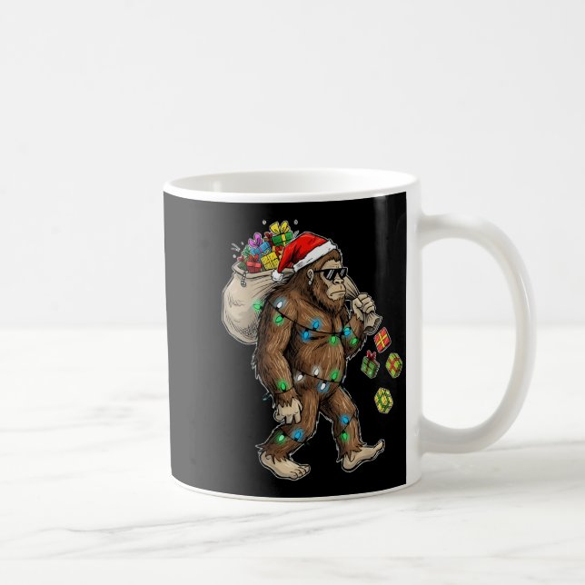 Caneca De Café Funny Bigfoot Christmas Tree Lights Xmas Boys Mens (Direita)