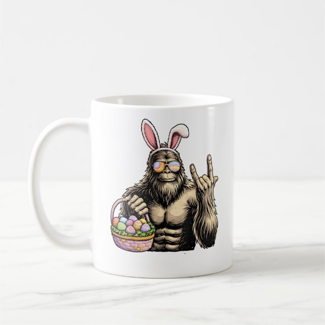 Caneca De Café Funny Bigfoot Easter Egg Rock Sasquatch Easter Day (Esquerda)