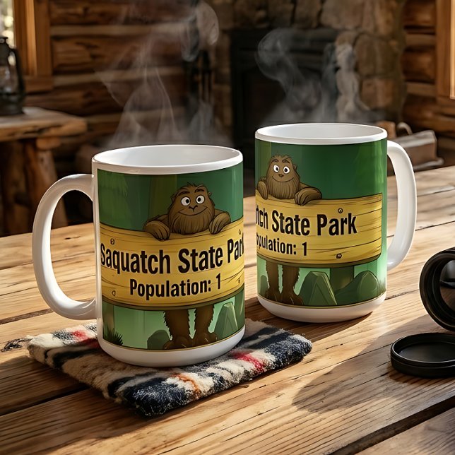 Caneca de Café Funny Bigfoot – Parque Estadual Sas (Criador carregado)