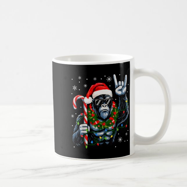 Caneca De Café Funny Bigfoot Rock On Pajamas Pjs Christmas Xmas M (Direita)