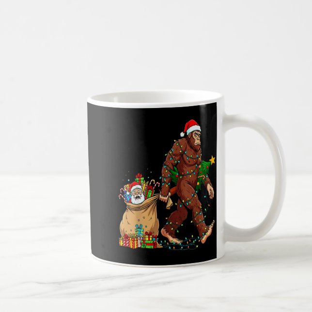 Caneca De Café Funny Bigfoot Steals Santa &amp; Xmas Tree - Chris (Direita)