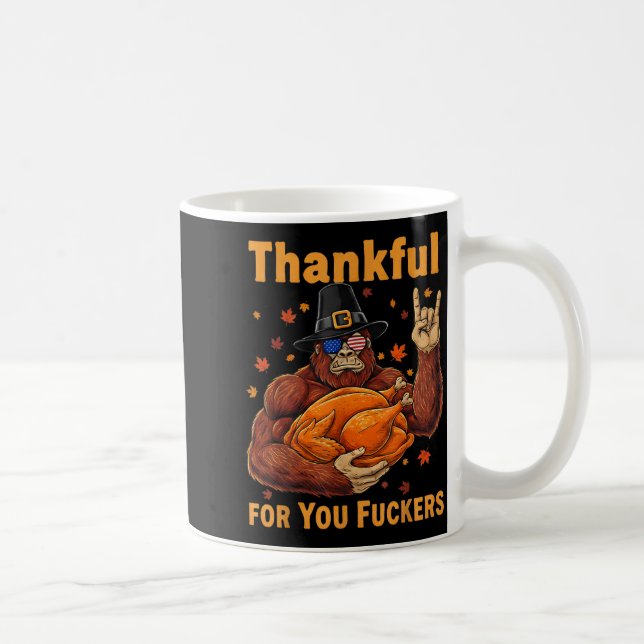 Caneca De Café Funny Bigfoot Thanksgiving Thankful For You Forers (Direita)