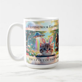 Caneca De Café Funny Bigfoot UFO Easter | Cute Cat Bunny Selfie