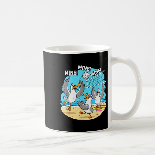 Caneca De Café Funny Bird Playing Volleyball Mine Game Day Vibes  (Direita)