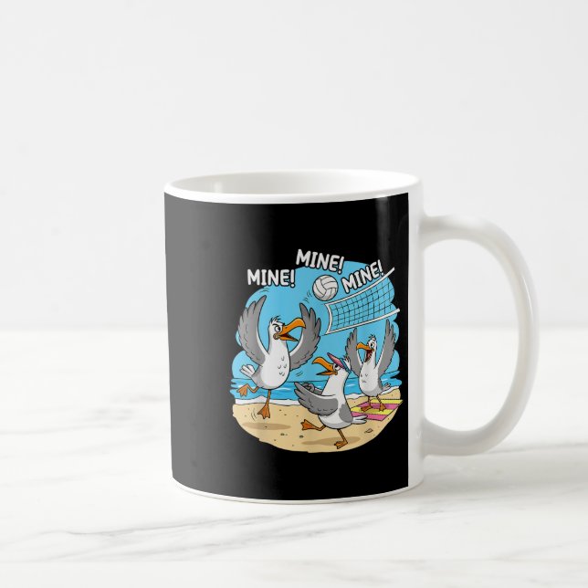 Caneca De Café Funny Bird Playing Volleyball Mine Game Day Vibes  (Direita)