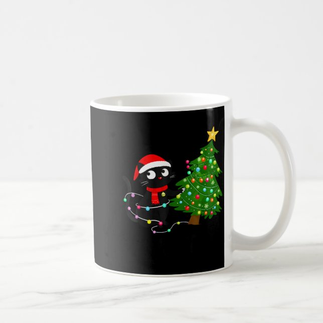 Caneca De Café Funny Black Cat What_ Christmas Tree Funny Cat Lov (Direita)